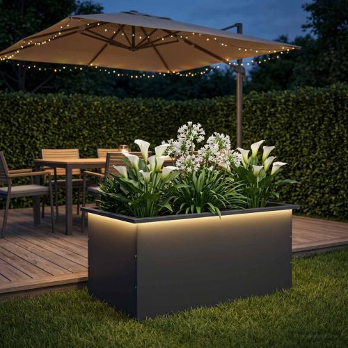 Градинска кашпа с LED осветление Антрацит 50 × 80 × 48 см