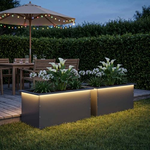 Градинска кашпа с LED осветление 2 бр. Антрацит 50 x 80 x 48 см
