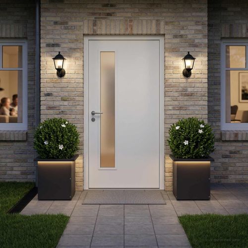 Градинска кашпа с LED осветление 2 бр. Черно 30 x 30 x 30 cm