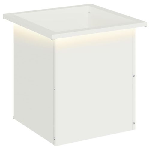 Градинска кашпа с LED осветление Бяло 40 x 40 x 40 cm Стомана