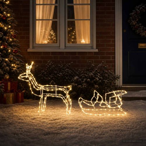Декорация за Коледа с елен и шейна LOVIISA 240 LED светодиода