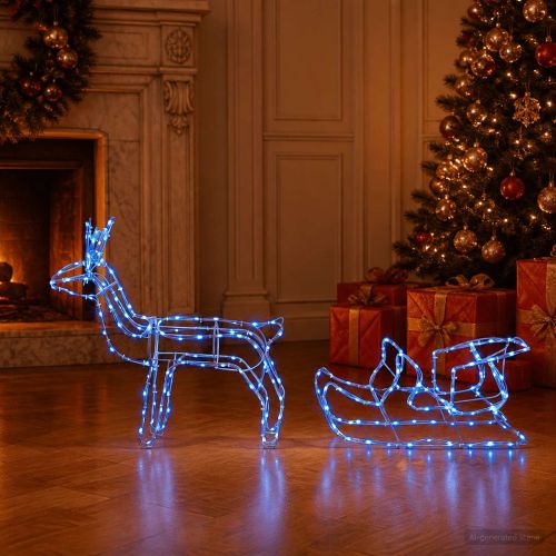 Декорация за Коледа с елен и шейна LOVIISA 240 LED светодиода