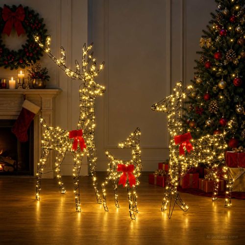 Коледно семейство светещи елени с LED 700 LED светодиода