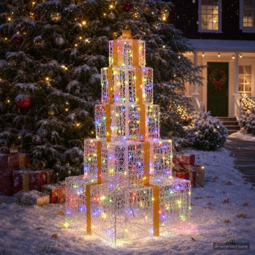 Коледна LED декорация комплект светещи кутии 250 LED светодиода