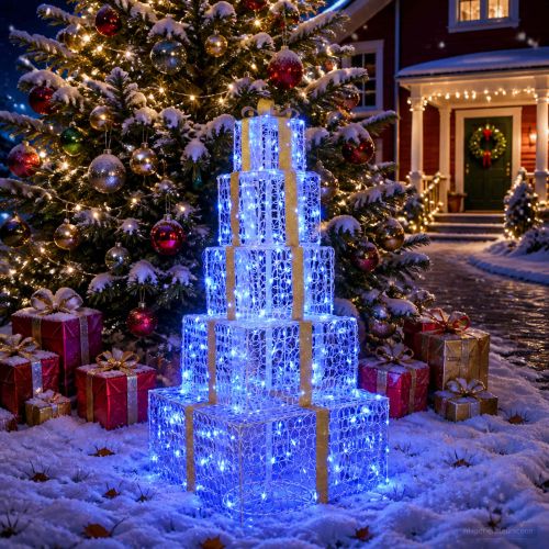 Коледна LED декорация комплект светещи кутии 250 LED светодиода