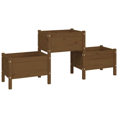 Плантер, меденокафяв, 178,5x44x75 см, борово дърво масив