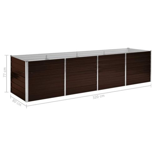 Градинска висока леха кафява 320x80x77 см поцинкована стомана
