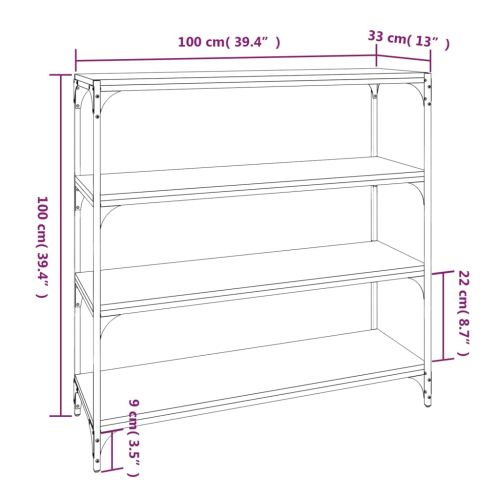 Библиотека сив сонома 100x33x100 см инженерно дърво и стомана