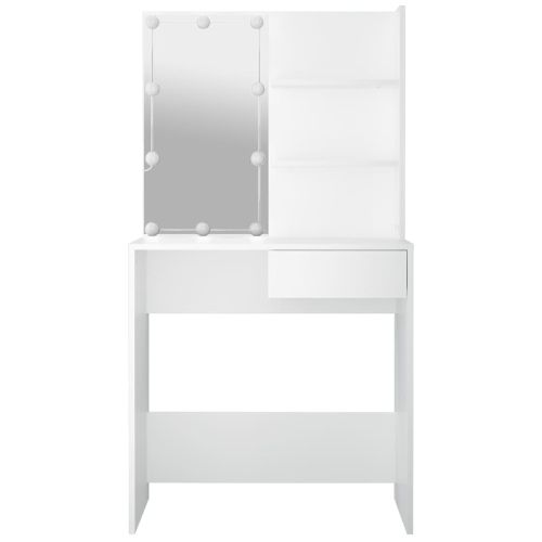 Тоалетка с LED, бяла, 74,5x40x141 см