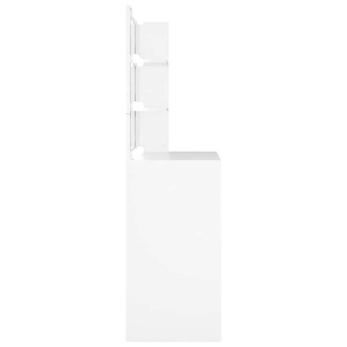 Тоалетка с LED, бяла, 74,5x40x141 см