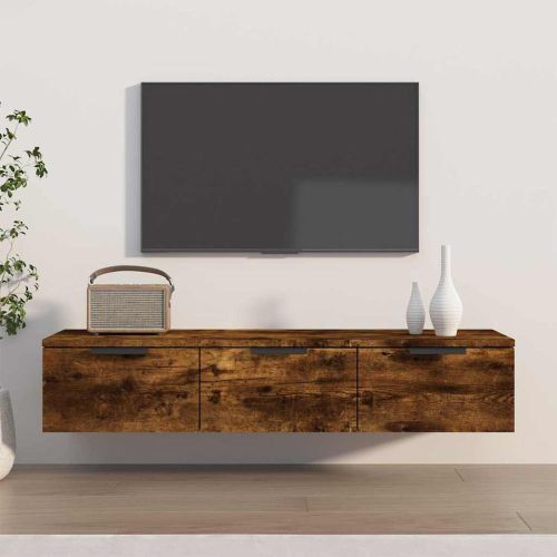 Стенен шкаф, опушен дъб, 102x30x20 см, инженерно дърво