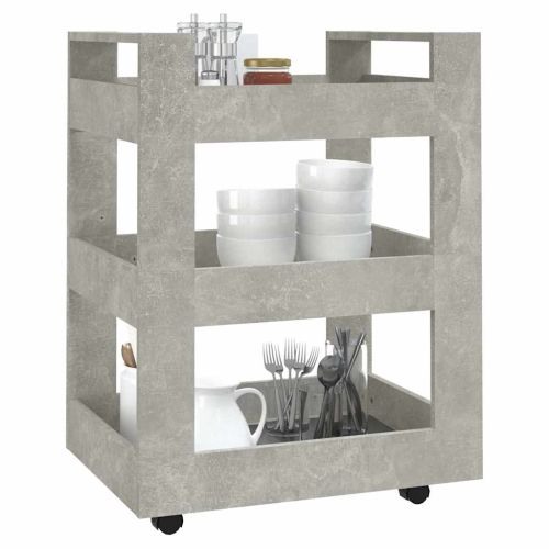 Кухненска количка, Бетонно сиво, 60x45x80 см, инженерно дърво