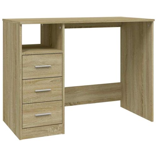 Бюро с чекмеджета, сонома дъб, 102x50x76 см, инженерно дърво