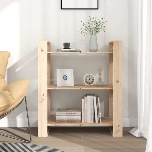 Шкаф за книги/Преграда за стая 80x35x91 см, масивна дървесина, бор
