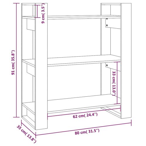 Шкаф за книги/Преграда за стая 80x35x91 см, масивна дървесина, бор