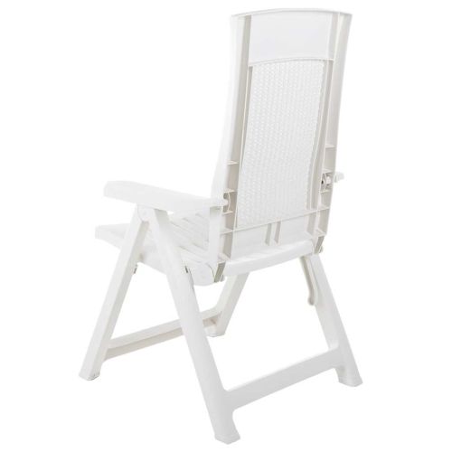 Сгъваеми столове с регулируема облегалка, 2 бр., пластмаса, бели