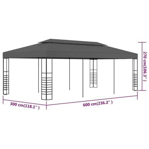Шатра беседка, 3х6 м, антрацит