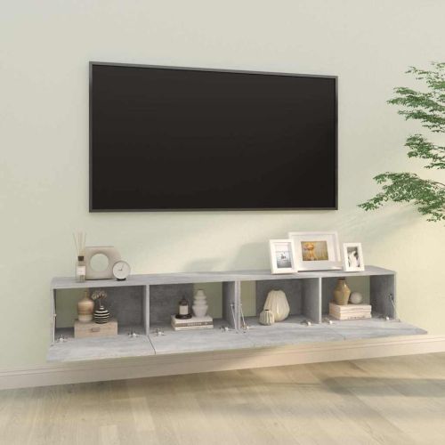 Стенни ТВ шкафове 2 бр бетонно сиви 100x30x30см инженерно дърво