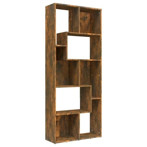 Библиотека, опушен дъб, 67x24x161 см, инженерно дърво