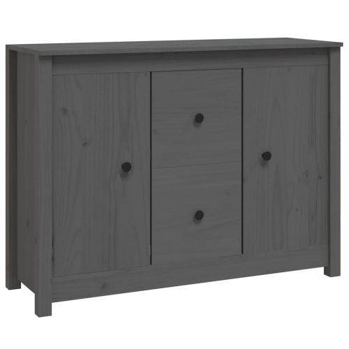 Сайдборд, сив, 100x35x74 см, бор масив