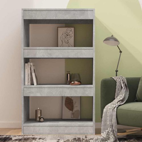 Разделител за стая, бетонно сив, 60x24x186 см, инженерно дърво