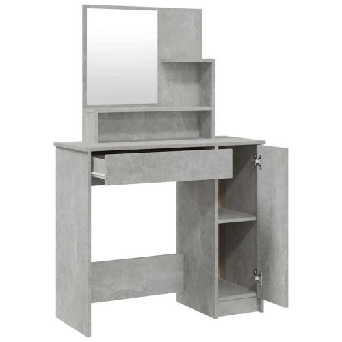 Тоалетка с огледало, бетонно сива, 86,5x35x136 см