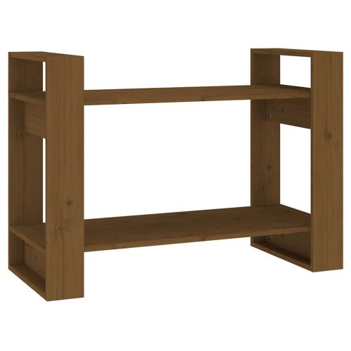Библиотека/разделител за стая, меденокафява, 80x35x56,5 см, бор