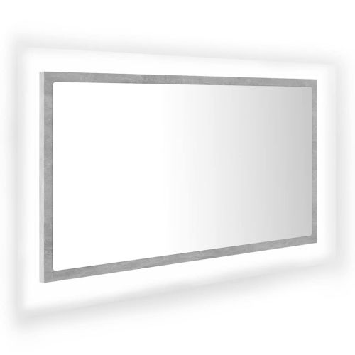 LED огледало за баня, бетонно сиво, 80x8,5x37 см, акрил