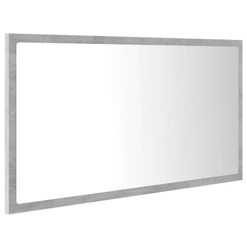LED огледало за баня, бетонно сиво, 80x8,5x37 см, акрил