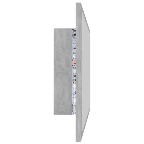 LED огледало за баня, бетонно сиво, 80x8,5x37 см, акрил