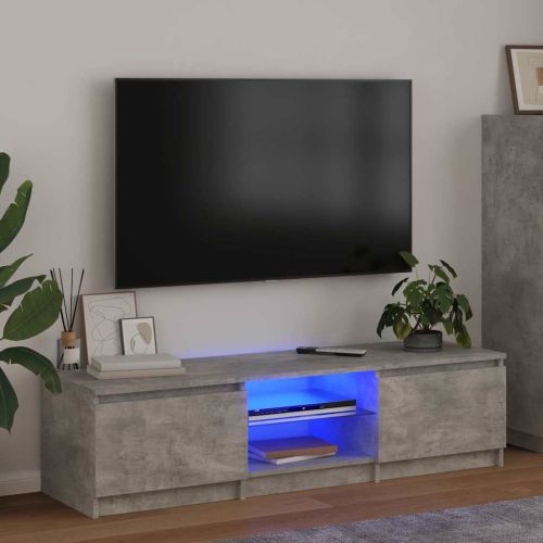 ТВ шкаф с LED осветление, бетонно сив, 140x40x36 см