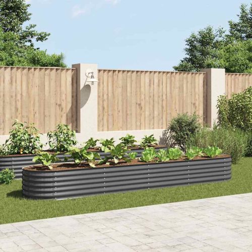 Градинска висока леха 400x80x44 см поцинкована стомана сива