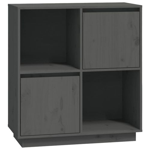 Сайдборд, сив, 74x35x80 см, бор масив