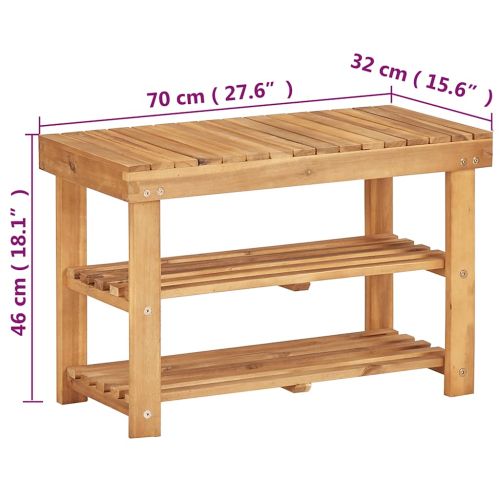 Стелаж за обувки, 70x32x46 см, акациево дърво масив