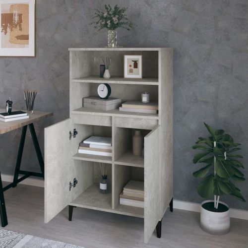 Висок шкаф, бетонно сив, 60x36x110 см, инженерно дърво