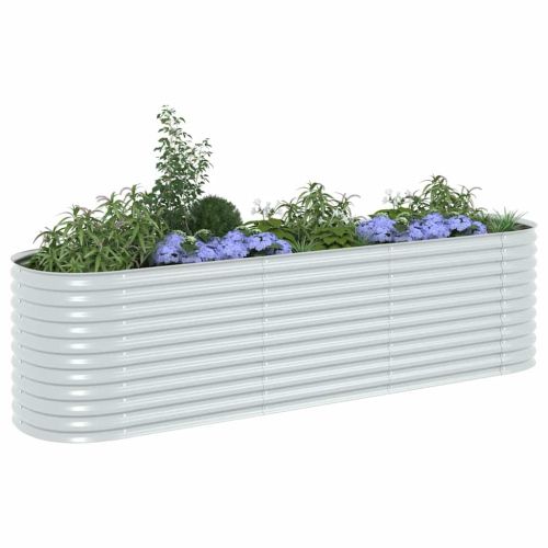 Градинска висока леха 320x80x81 см поцинкована стомана сребро