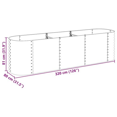 Градинска висока леха 320x80x81 см поцинкована стомана сребро