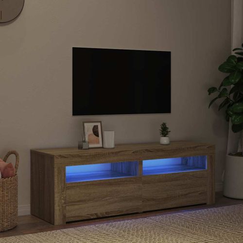 ТВ шкаф с LED осветление, дъб сонома, 120x35x40 см