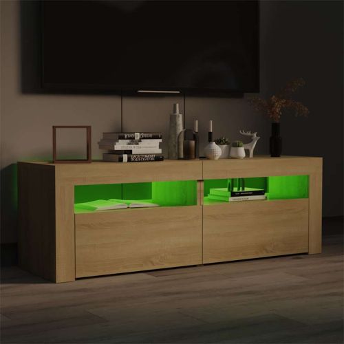 ТВ шкаф с LED осветление, дъб сонома, 120x35x40 см