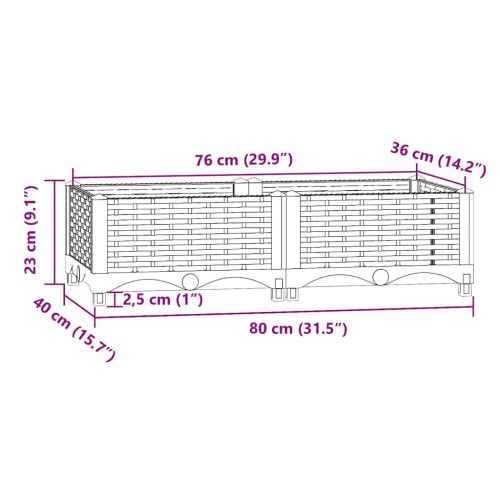 Повдигната леха, 80x40x23 см, полипропилен