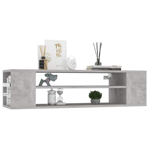 Окачен TВ шкаф, бетонно сив, 100x30x26,5 см, инженерно дърво