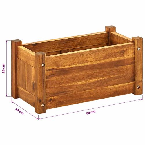 Градинска повдигната леха, акациево дърво, 50x25x25 см