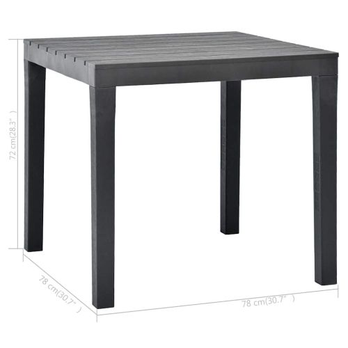 Градинска маса, антрацит, 78x78x72 см, пластмаса
