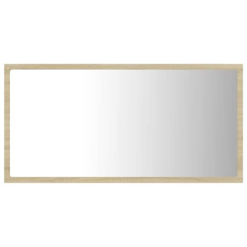 LED огледало за баня, дъб сонома, 80x8,5x37 см, акрил