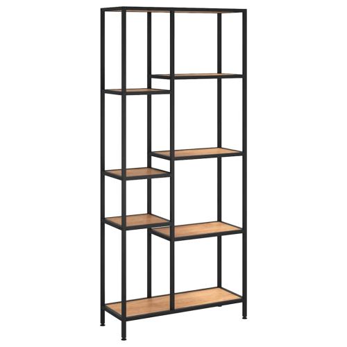 Етажерка за книги 80x30x180 см стомана и инженерно дърво