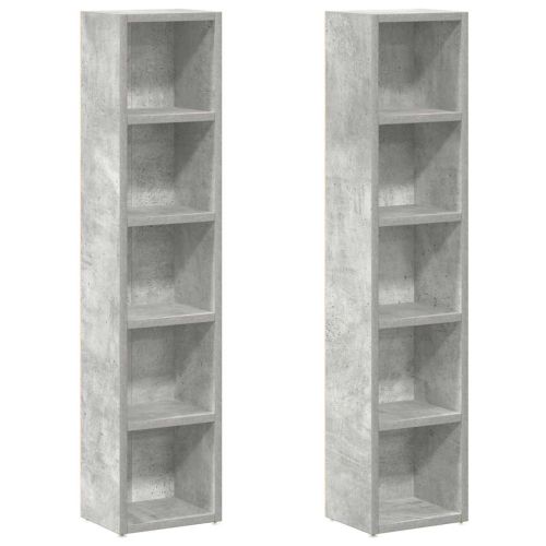 CD шкафове, 2 бр, бетонно сиви, 21x16x93,5 см, ПДЧ