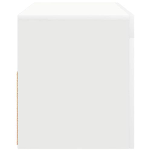 ТВ шкаф с LED осветление, бял, 90x35x40 см