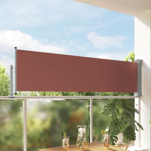 Прибираща се дворна странична тента, 80x300 см, кафява