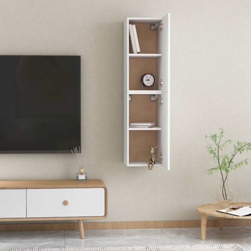 ТВ шкафове, 2 бр, бели, 30,5x30x60 см, инженерно дърво