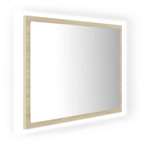 LED огледало за баня, дъб сонома, 60x8,5x37 см, акрил